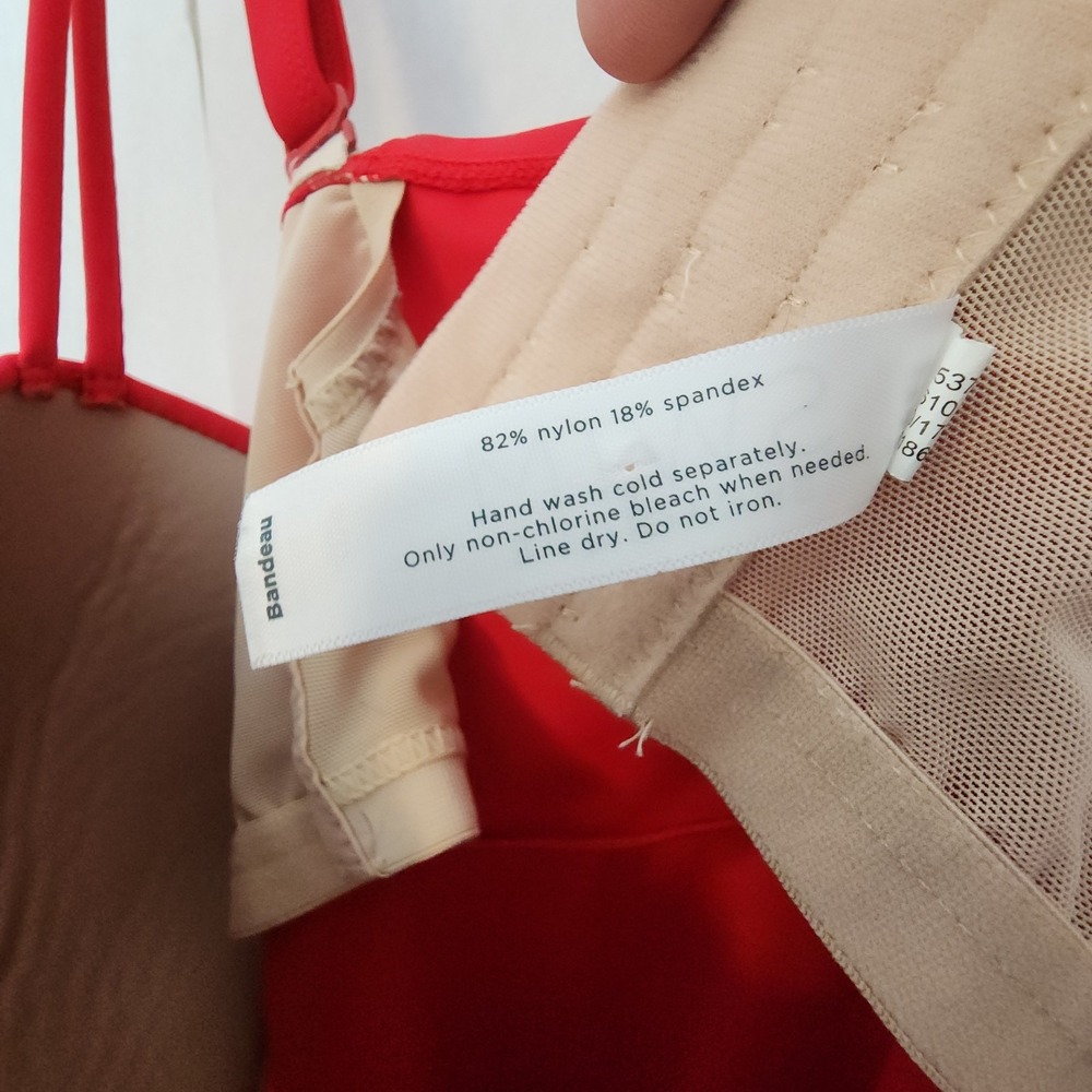 Cacique Bandeau Tankini Womens Size 40F Red Padded Swimwear Underwire Plus *Flaw - Picture 7 of 13